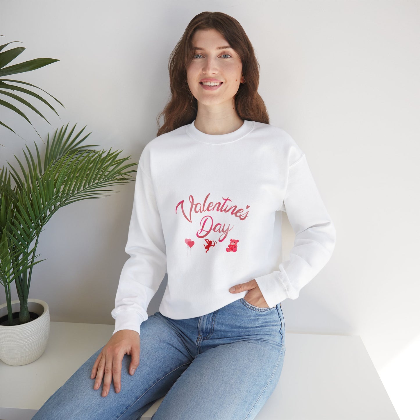 Valentines Day Unisex Sweatshirt, Gift for Her, Women Valentines Gift, Crewneck Jumper, Love Present, Heart Print Shirt