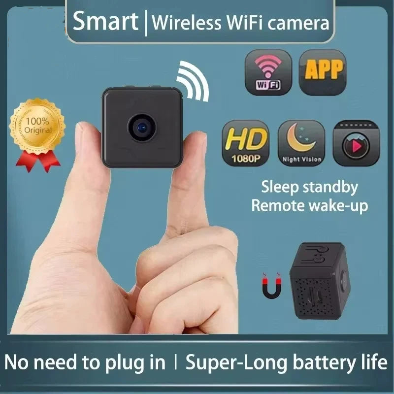 1080P Wireless Mini Camera with Remote Monitoring, Motion Detection, and Extended Battery Life for Home Security