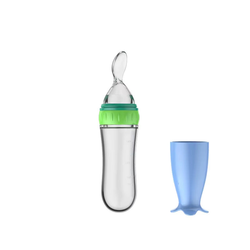 Silicone Baby Feeding Bottle with Spoon for Rice Cereal and Milk Supplementation