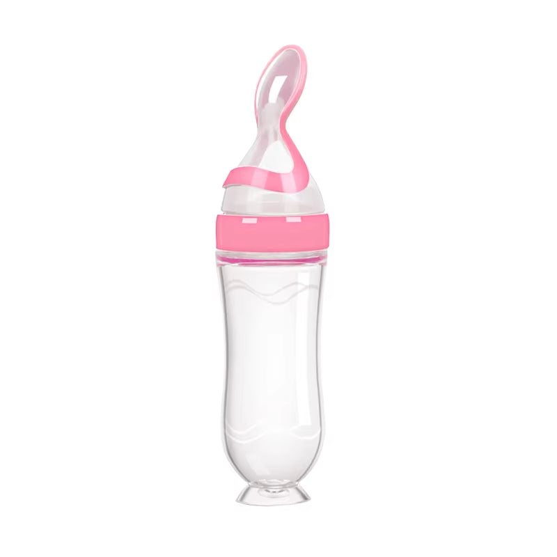 Silicone Baby Feeding Bottle with Spoon for Rice Cereal and Milk Supplementation