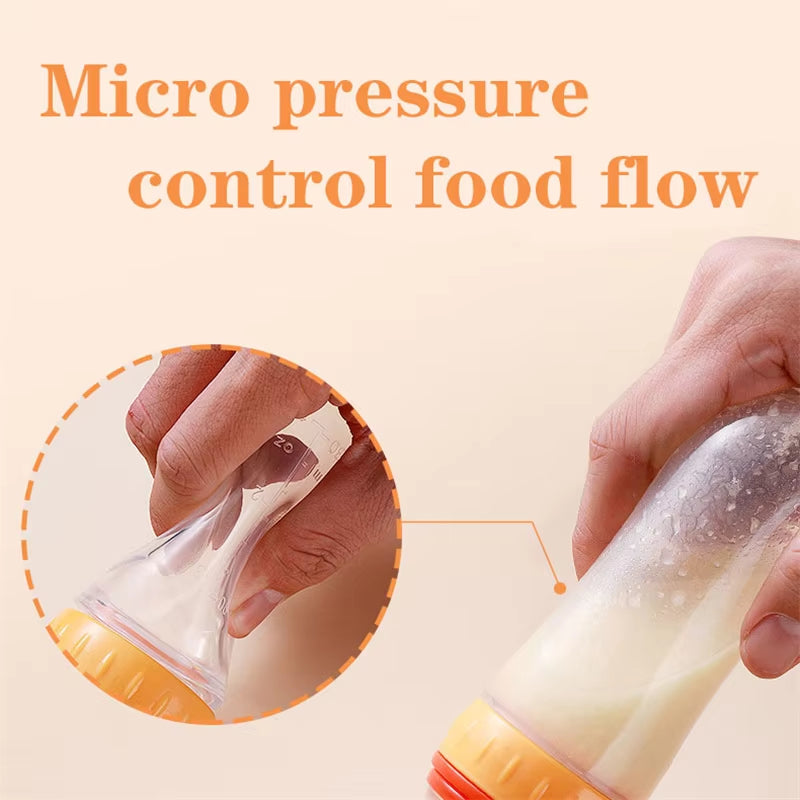 Silicone Baby Feeding Bottle with Spoon for Rice Cereal and Milk Supplementation